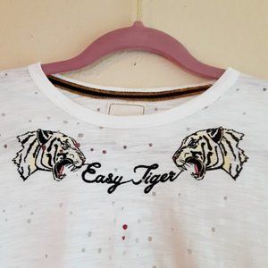 Modish Rebel Easy Tiger Knit Tee Ivory Small